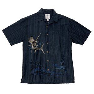 Guy Harvey Sailfish Fishing Short Sleeve Button Down Shirt Mens M